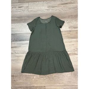Aerie Green Satin Short Sleeve Dress Size S